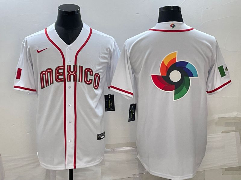 Men 2023 World Cub Mexico Blank White Nike MLB Jersey7->more jerseys->MLB Jersey